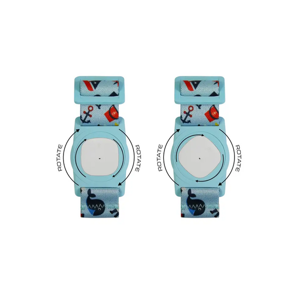 Armband for children with Medtronic Simplera sensor, featuring rotating clip for secure fit, colorful design.