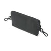 Stylish black leather insulin pump waist pack with hooks and zippered pockets.