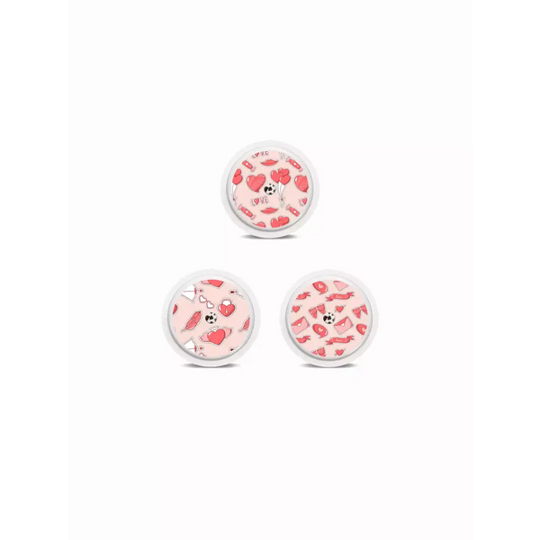 Freestyle Libre 2 Sensor Stickers Valentine Edition with rainbow hearts and love motifs for 2024.