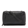 Black Leather Diabetic Supplies Shoulder Bag - MARLY front view