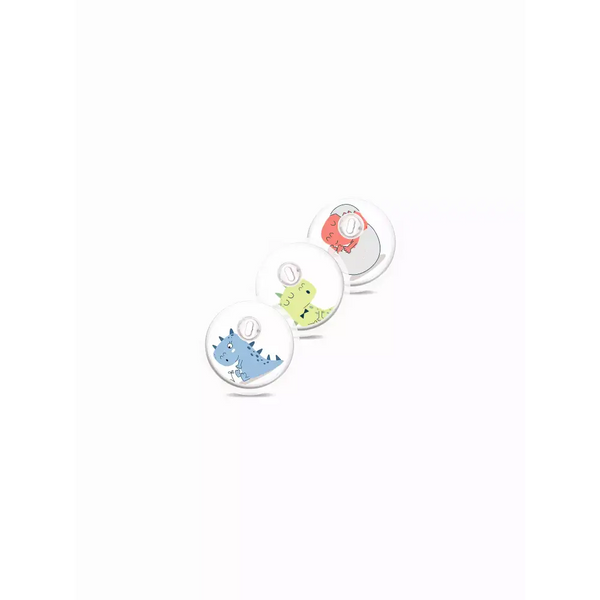 Freestyle Libre 3 Stickers in Fun Vibes Cute Dino design. Dinosaur-themed stickers to personalize your sensor. Non-removable.