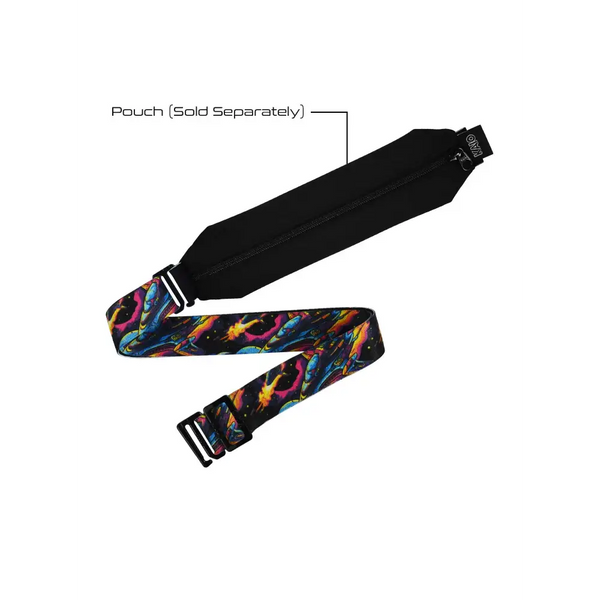 Adjustable and colorful belt for kids' insulin pump pouches with secure metallic hooks.
