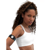 White sports bra with Medtronic Simplera CGM fitness tracker on upper arm