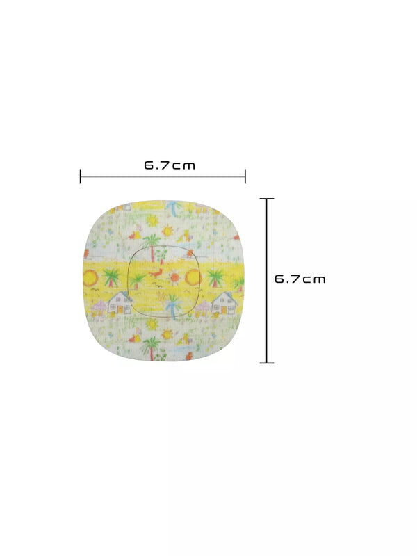 Simplera Sensor Patch with childhood memories design, 6.7 cm dimensions.