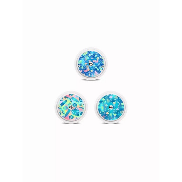 Freestyle Libre 2 Summer Edition stickers featuring vibrant tropical designs.