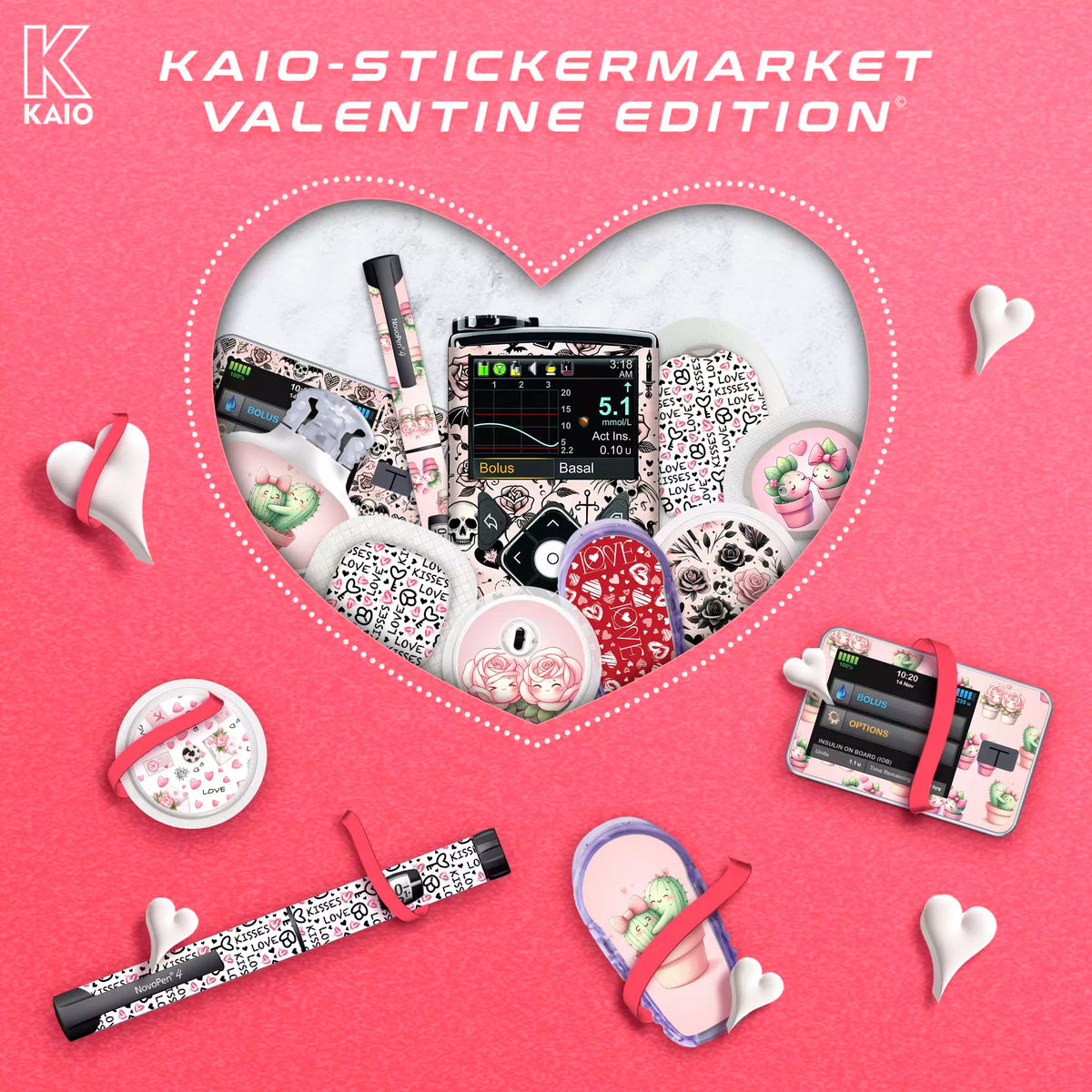 valentine diabetes supply stickers Image