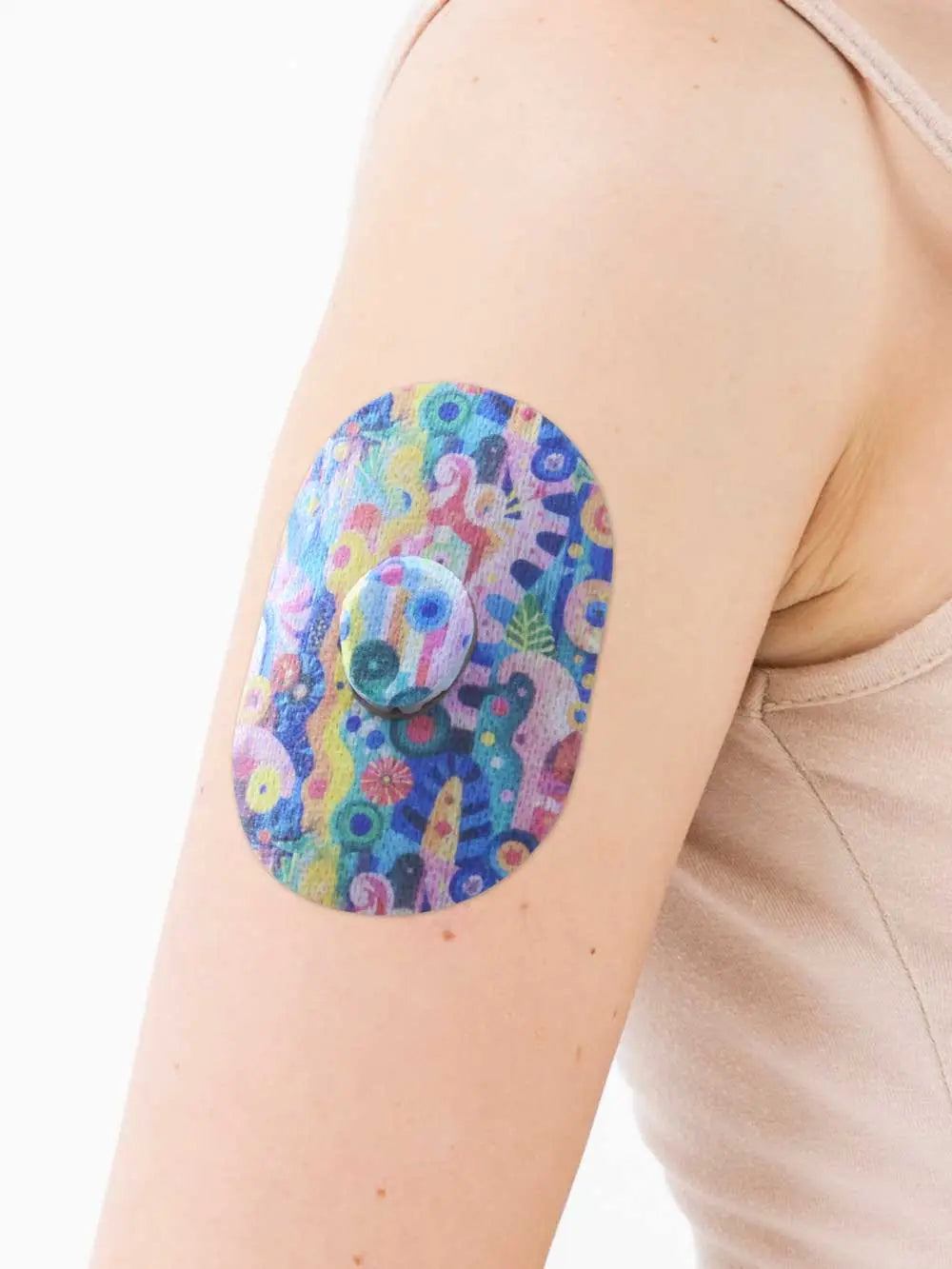 Adesivo de fixação para Dexcom G7, padrão Ethereal Bloom, no braço