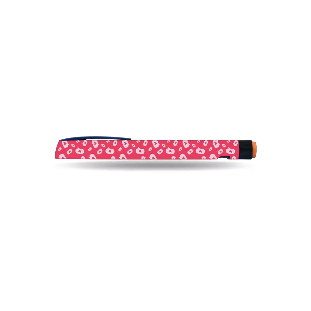 NovoRapid Flexpen with Valentine edition sticker featuring red and white heart motifs for diabetes care decoration