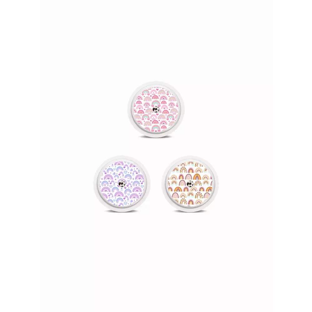 Valentine Edition Freestyle Libre 2 Sensor Stickers with rainbow hearts and love motifs.