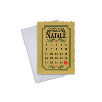 Christmas greeting card featuring an Italian countdown design with envelope.