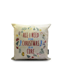 Christmas-themed Diabetes Awareness Pillow Cover with festive motifs and empowering message, 40x40 cm.