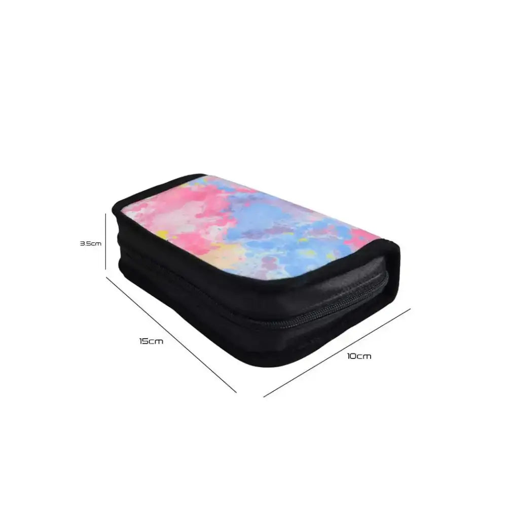 Compact Dia-MiniCase in trendy tie-dye design for diabetic travel needs.