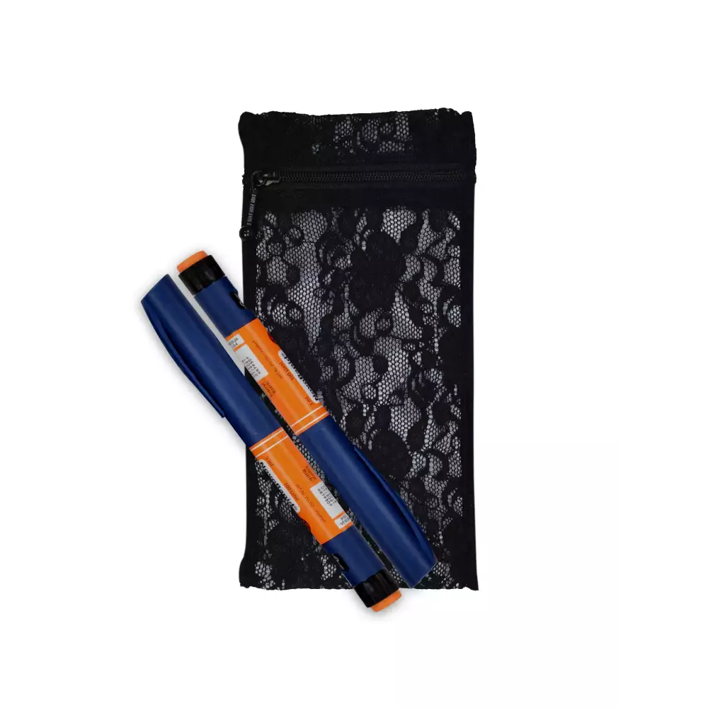 Insulin cooling wallet for 2 pens or vials in lace design.