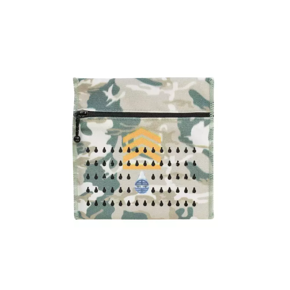 Camouflage Dia-Cool insulin cooler travel case with zipper for vials or eye drops.