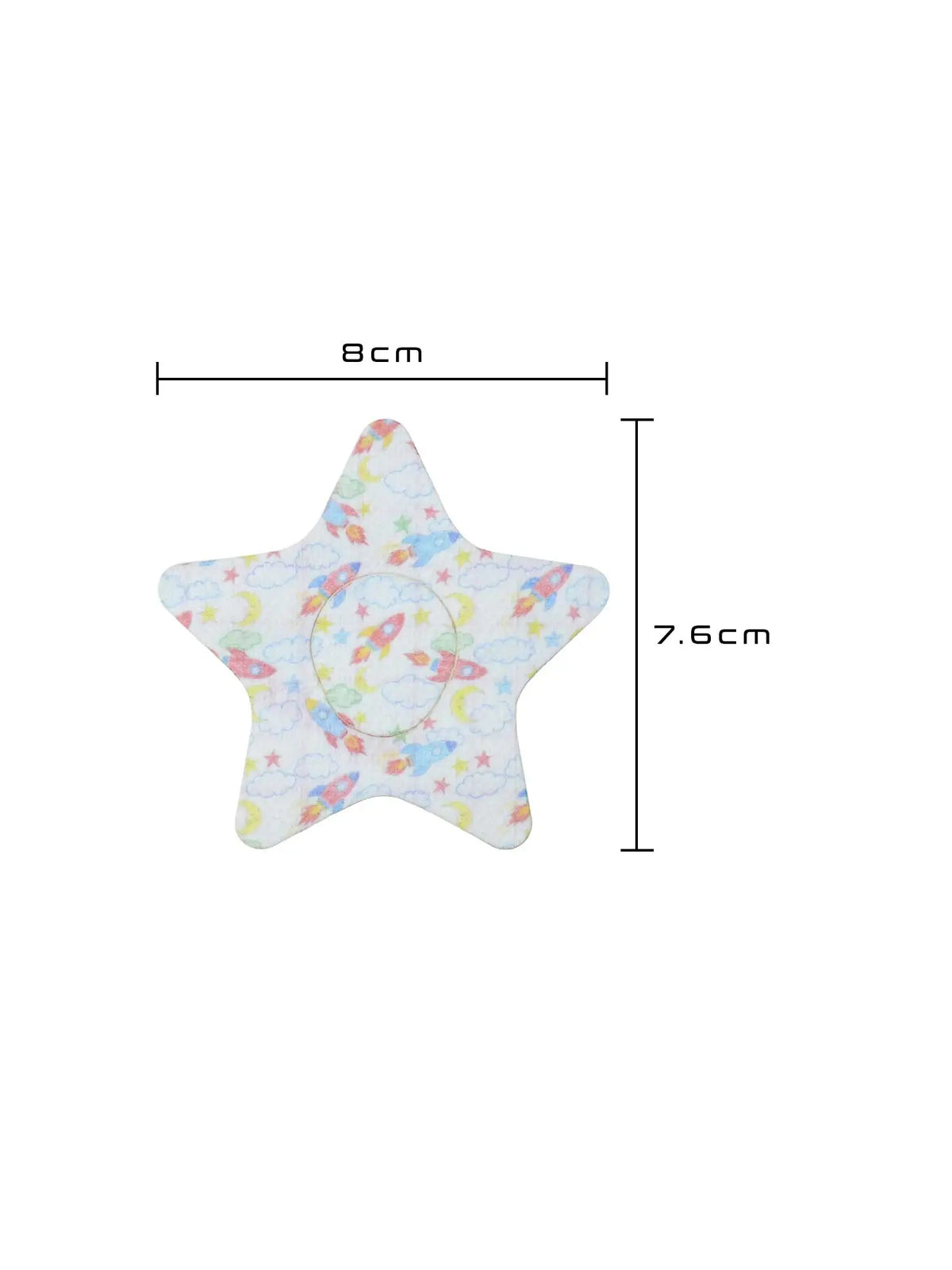 Adesivo de fixação infantil para Dexcom G7, forma de estrela, dimensões 8,0 x 7,6 cm