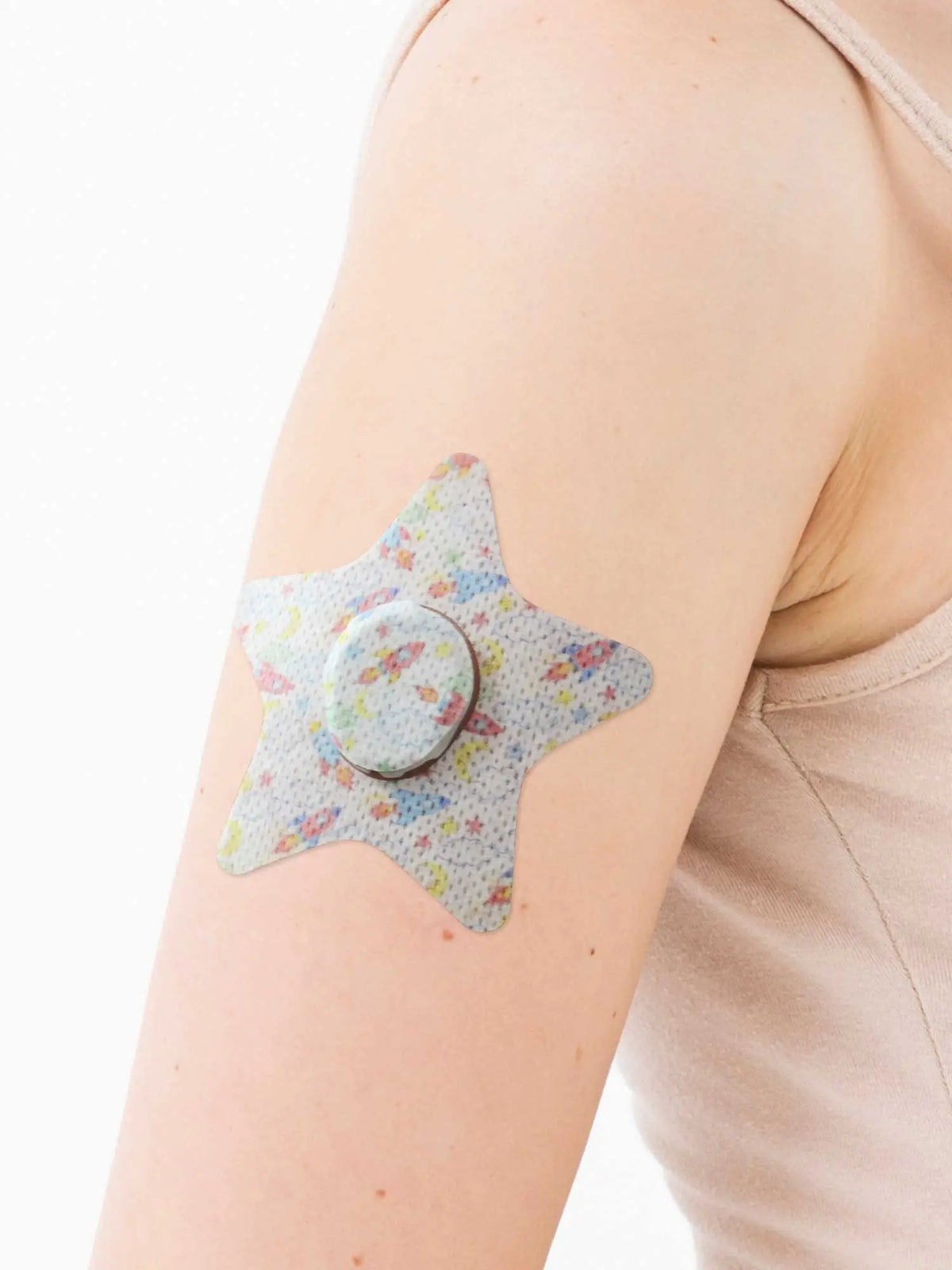 Adesivo de fixação infantil para Dexcom G7, forma de estrela, no braço