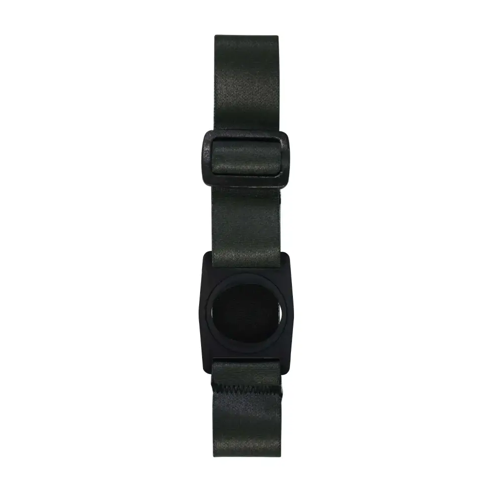 Dexcom G7 grey adjustable armband with rotating clip, elastic strap for sensor stability.