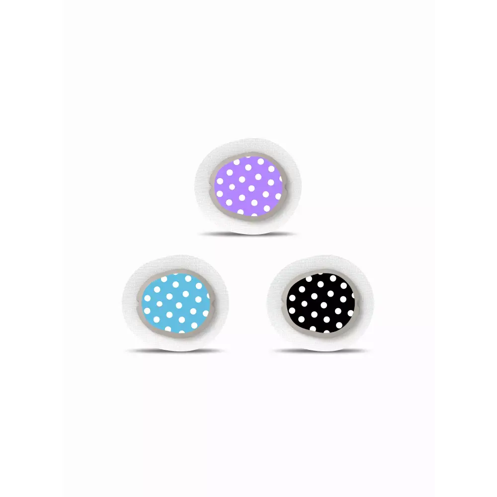Dexcom G7 Stickers in Fun Vibes Polka Dots design. Customize your Dexcom G7 sensor with polka dot designs. Non-removable.