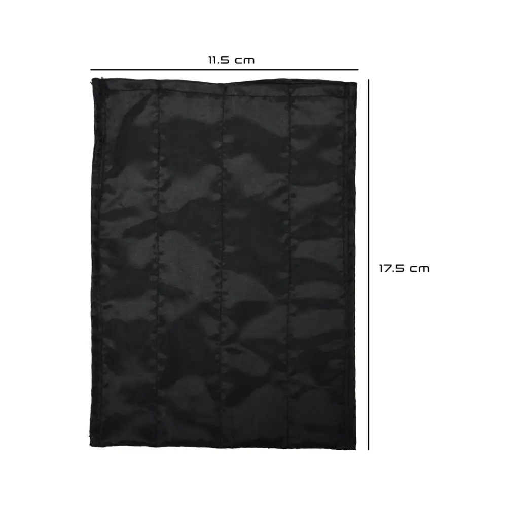 Cooling pack for insulin storage, black polyester, dimensions 11.5 x 17.5 cm.