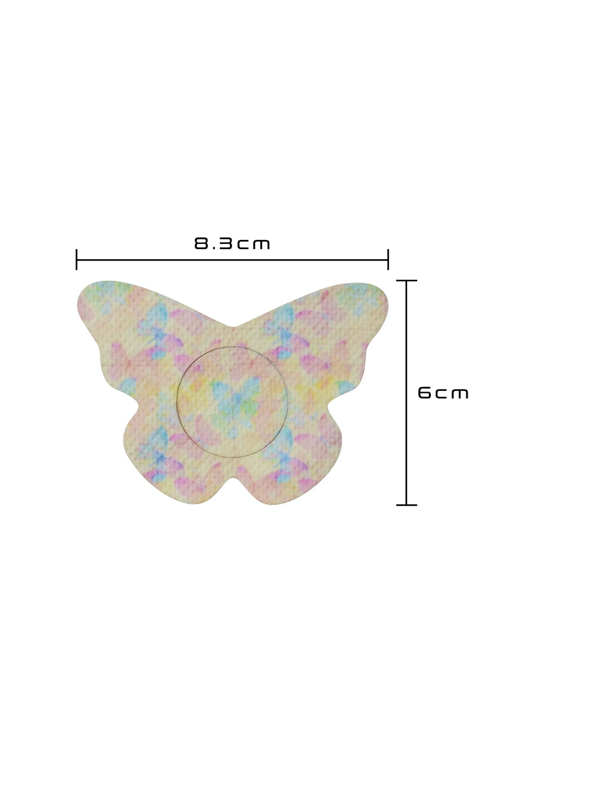 Adesivo de fixação para FreeStyle Libre 2, forma de borboleta, dimensões 8,3 x 6 cm