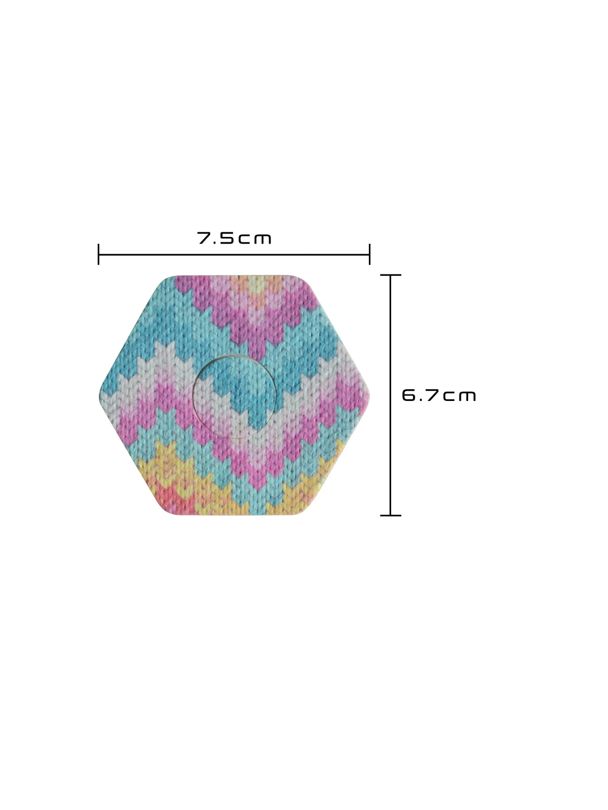 Adesivo de fixação para FreeStyle Libre 3, forma de hexagonal, dimensões 7,5 x 6,7 cm