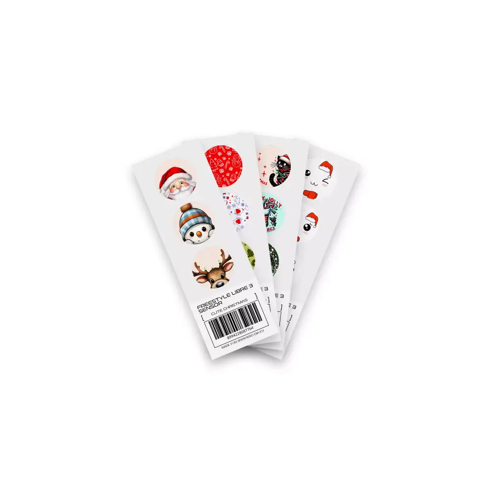 Set of Christmas-themed stickers featuring holiday characters for Freestyle Libre
