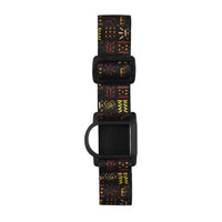 GlucoMen Day CGM adjustable armband with colorful tribal patterns and black sensor holder