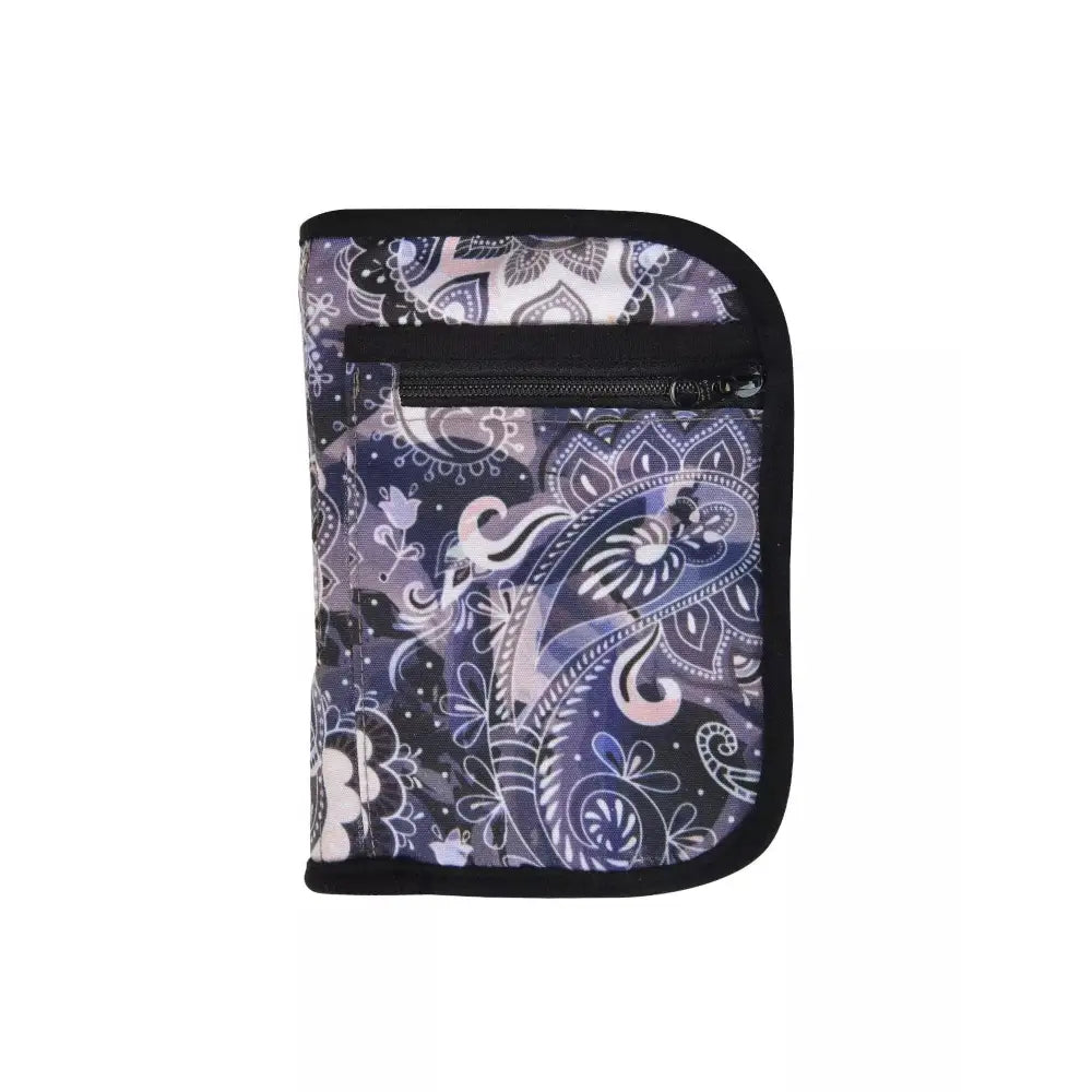 Diabetic travel case with a stylish, compact design for organizing glucose meters, test strips, and needles.