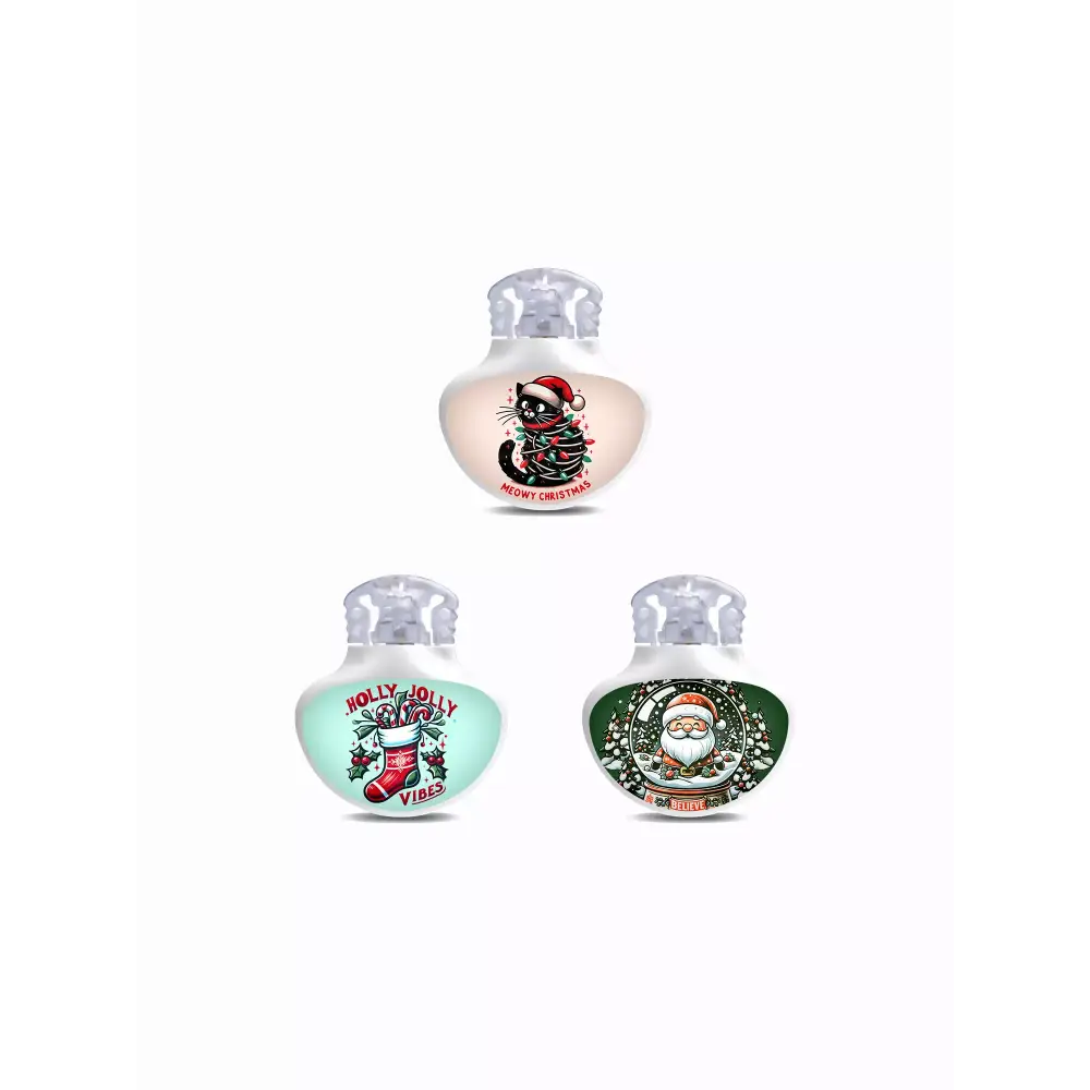 Three decorative Christmas-themed fragrance bottles for Guardian Enlite Stickers