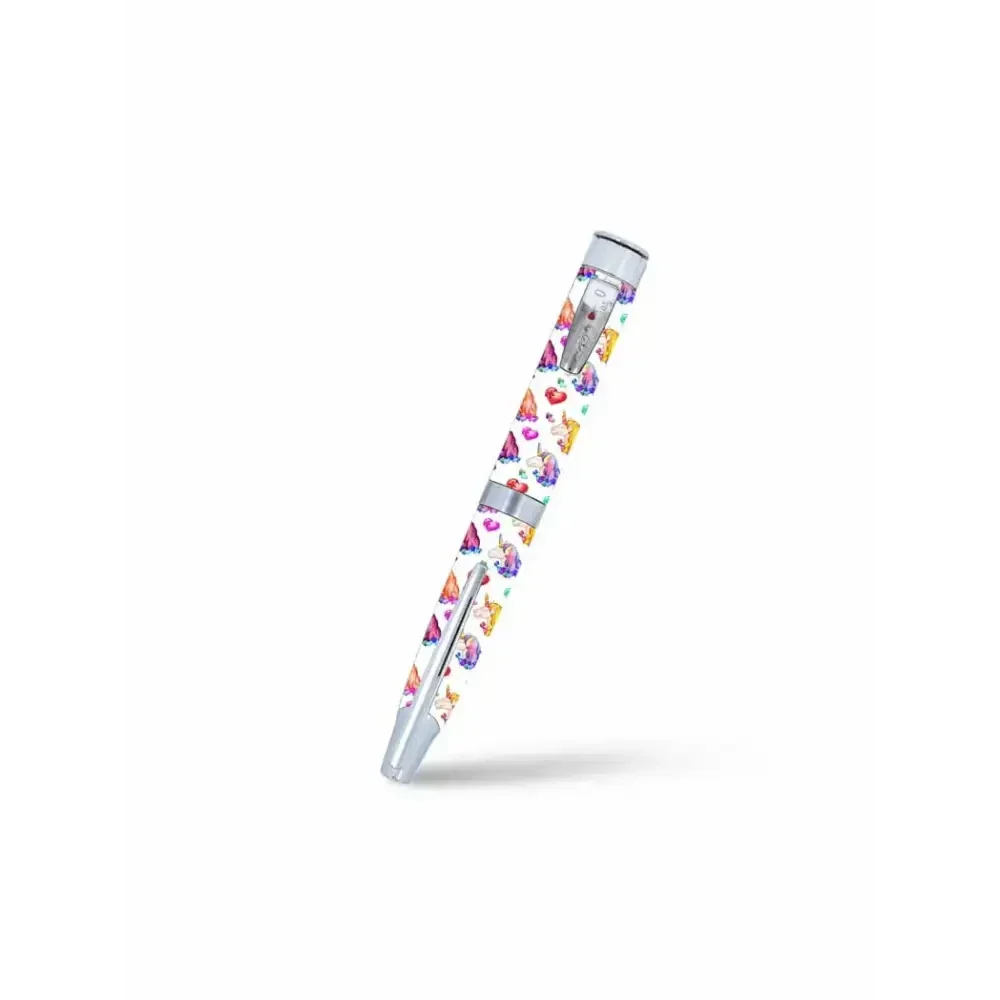 HumaPen Luxura Lilly insulin pen with colorful kids series stickers.