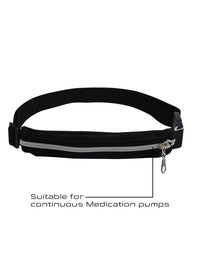 Front view of the Kaio-Device infusion pump belt with zippered pouch