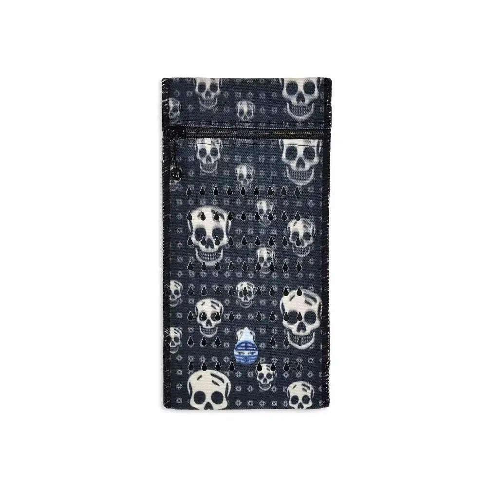 Insulin cooling wallet for kids with trendy skull design, fits two insulin pens or vials, keeps insulin cool for up to 48 hours.