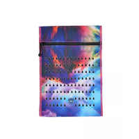 Insulin cooling wallet with abstract colorful design for 3 pens or 5 vials, ideal for travel.