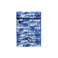 Insulin cooling wallet for kids with blue camo design, suitable for 3 insulin pens or 5 vials.