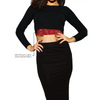 Insulin pump belt in lace worn discreetly under a black outfit, showcasing feminine style and functionality.