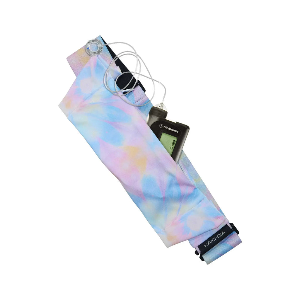 Tie dye insulin pump belt paddle pop pocket design colorful belt for insulin pump users