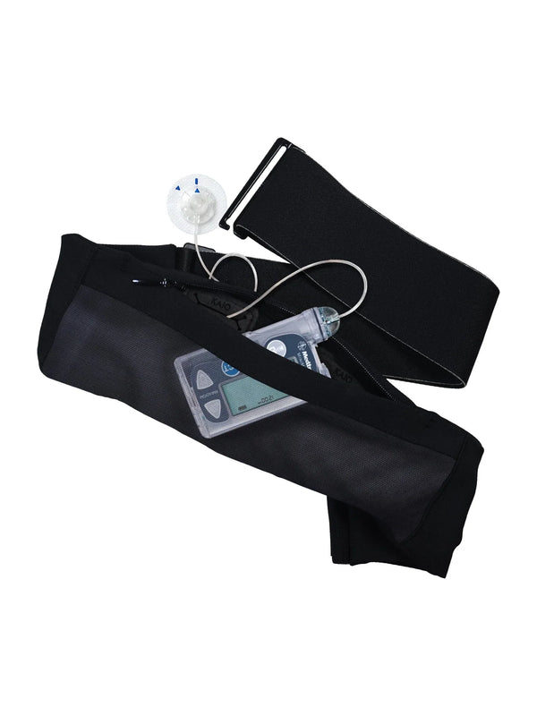 Insulin Pump Belt with Window & G-Hook featuring transparent mesh for pump visibility and secure fit