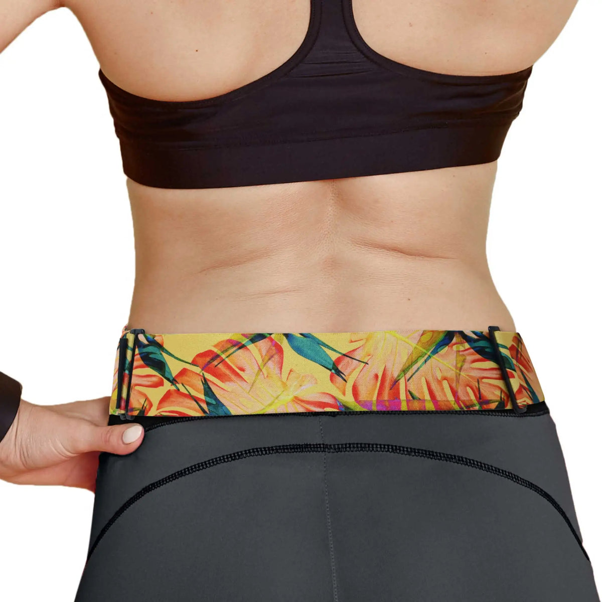 Insulin pump belt with zipper worn on back floral design adjustable belt for discreet insulin pump wear