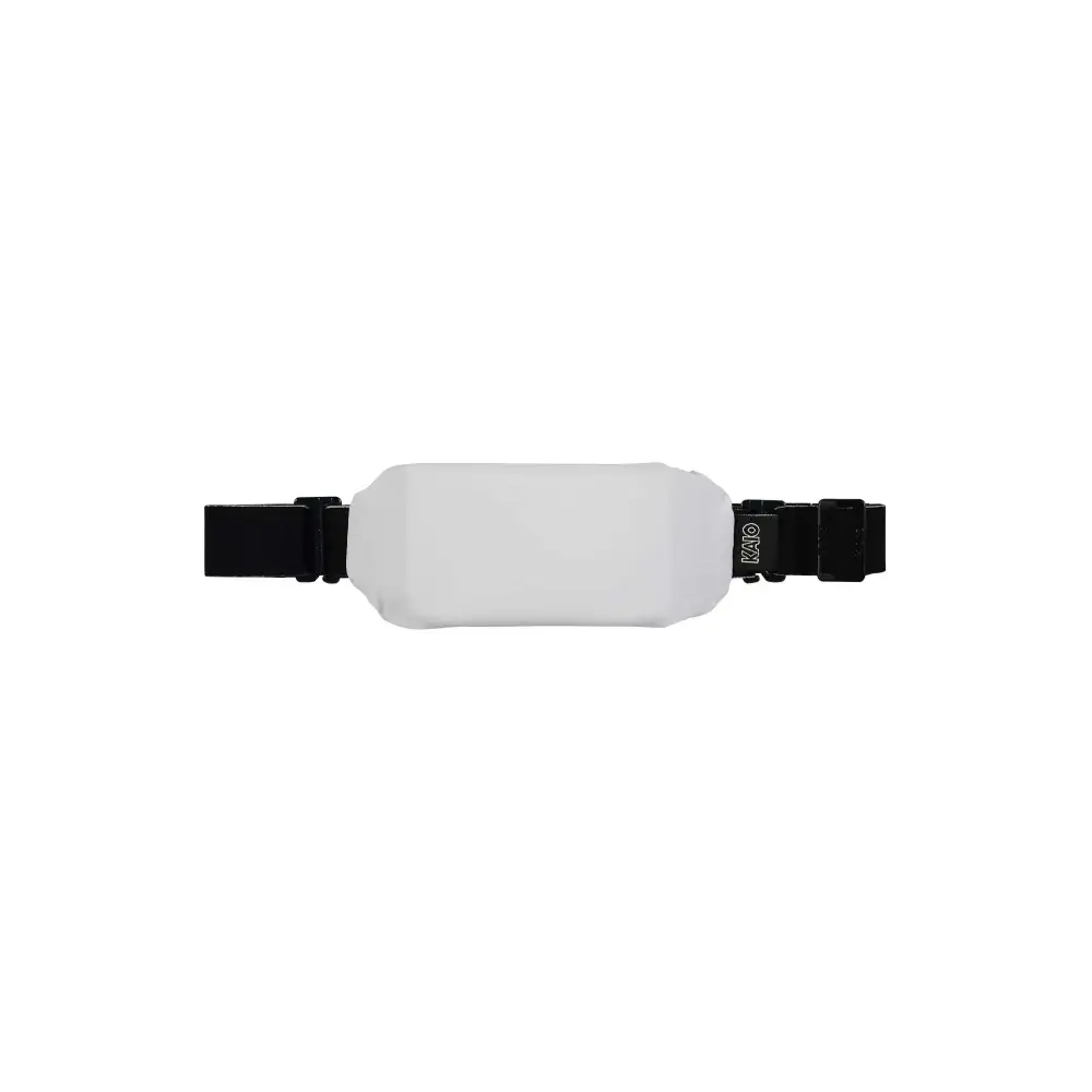 White rectangular Dia-Body Pouch for insulin pumps with black straps on each end