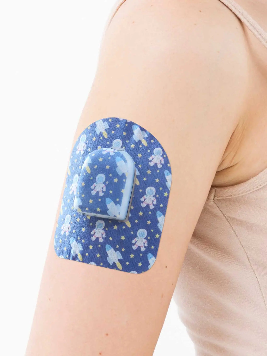 Adesivo de fixação para pod Omnipod, padrão Astronaut, no braço