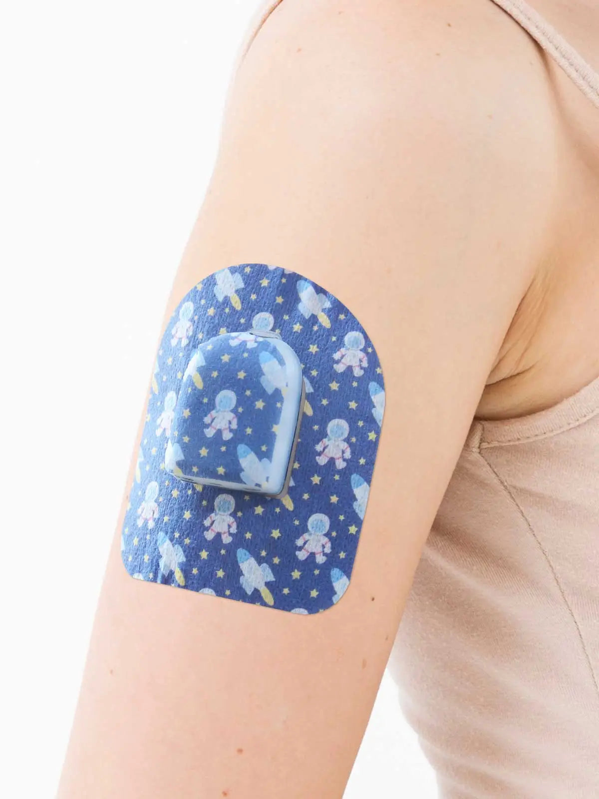 Adesivo de fixação para pod Omnipod, padrão Astronaut, no braço