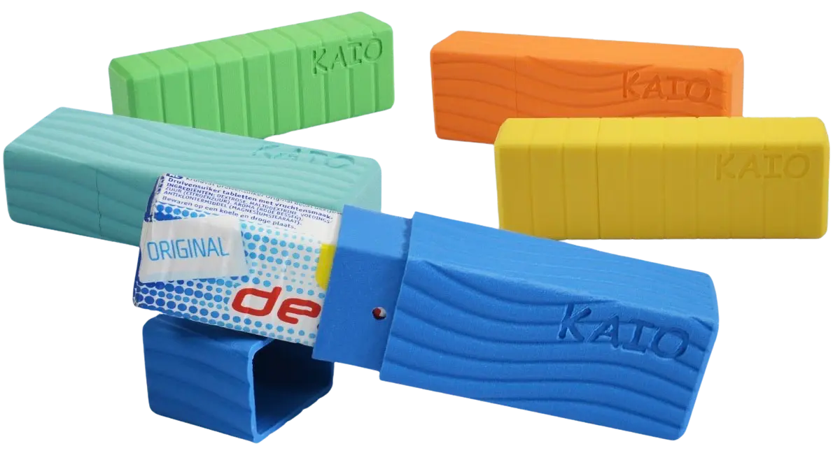 Colorful Dextro Energy Protection Tubes in blue, green, yellow, orange, and light blue for tablet storage and protection