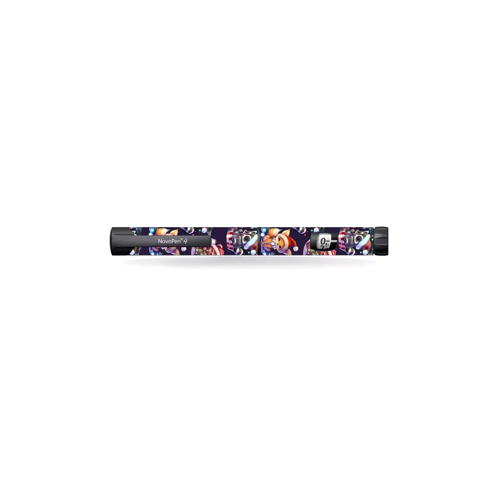 Novopen Echo 4 and 5 Insulin Pen with Christmas Edition Sticker, featuring festive designs.