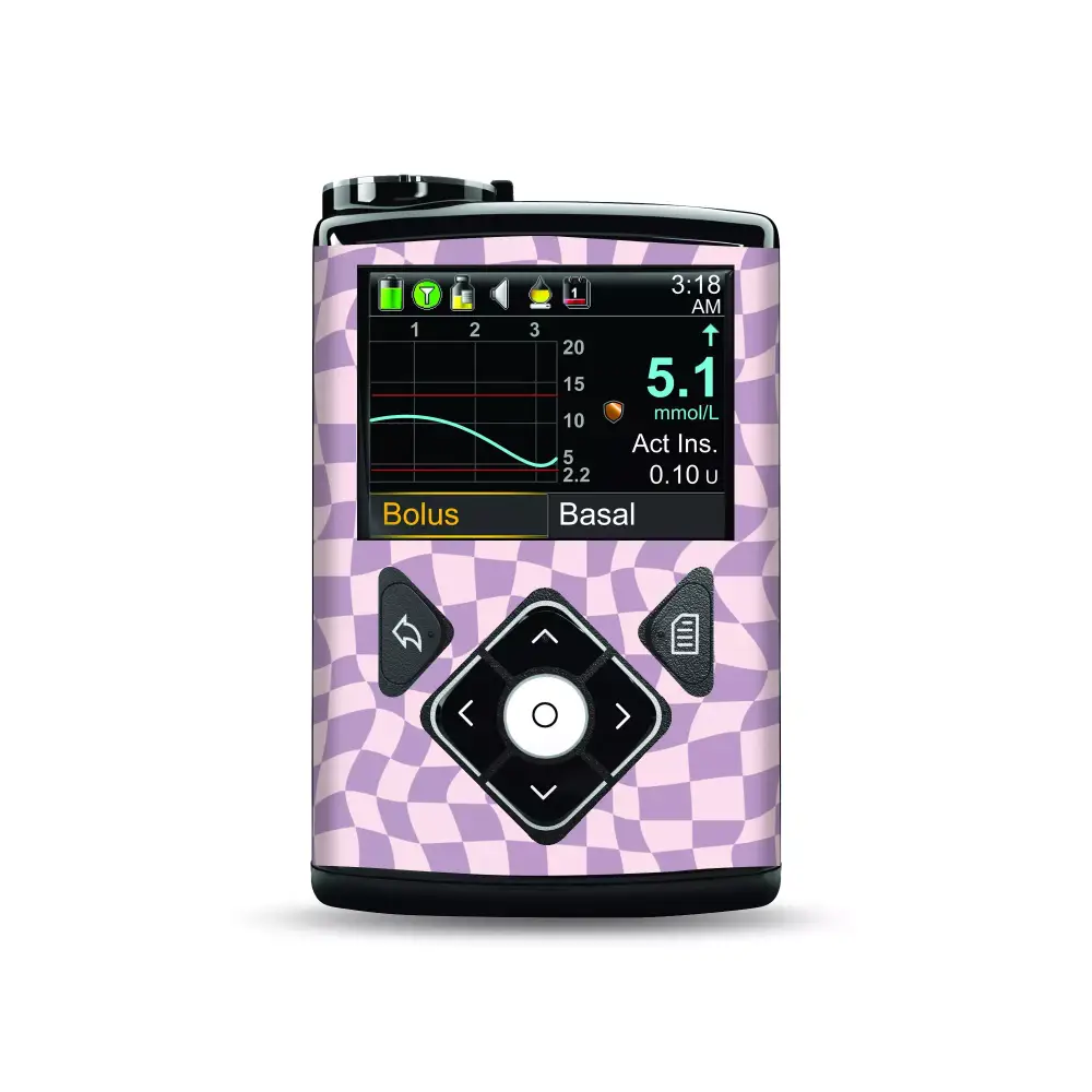 Stickers for Medtronic MiniMed - Y2K Collection with purple geometric design.