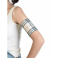 Trendy CGM arm band with retro plaid design for glucose sensor and insulin pump.
