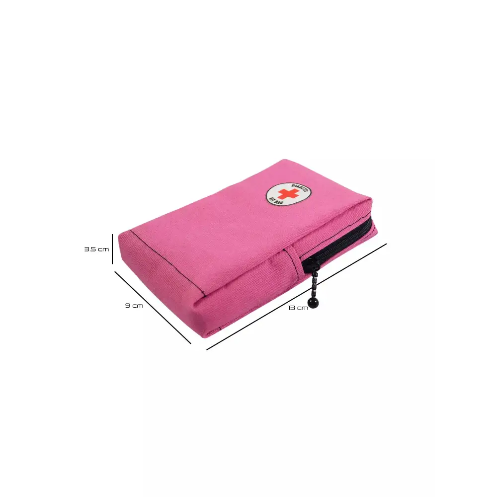 Pink Dia-T1D Mini Kit Bag with dimensions 9 x 3.5 x 13 cm for diabetic essentials.