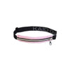 Insulin pump belt pouch for kids in plain pink with black adjustable strap.