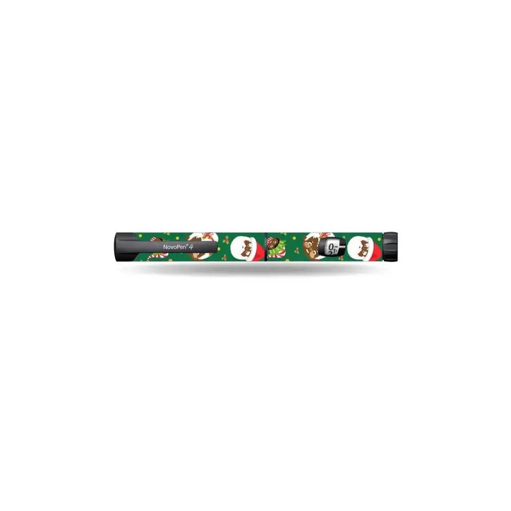 Christmas-themed NovoPen insulin pen sticker, festive design, water-resistant vinyl.