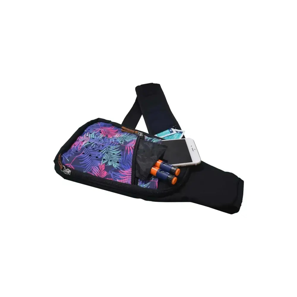 Shoulder bag with insulin cooling system, Dia-GO! Lite for adults, organized diabetes essentials, vibrant print, keeps insulin cool for 48 hours.