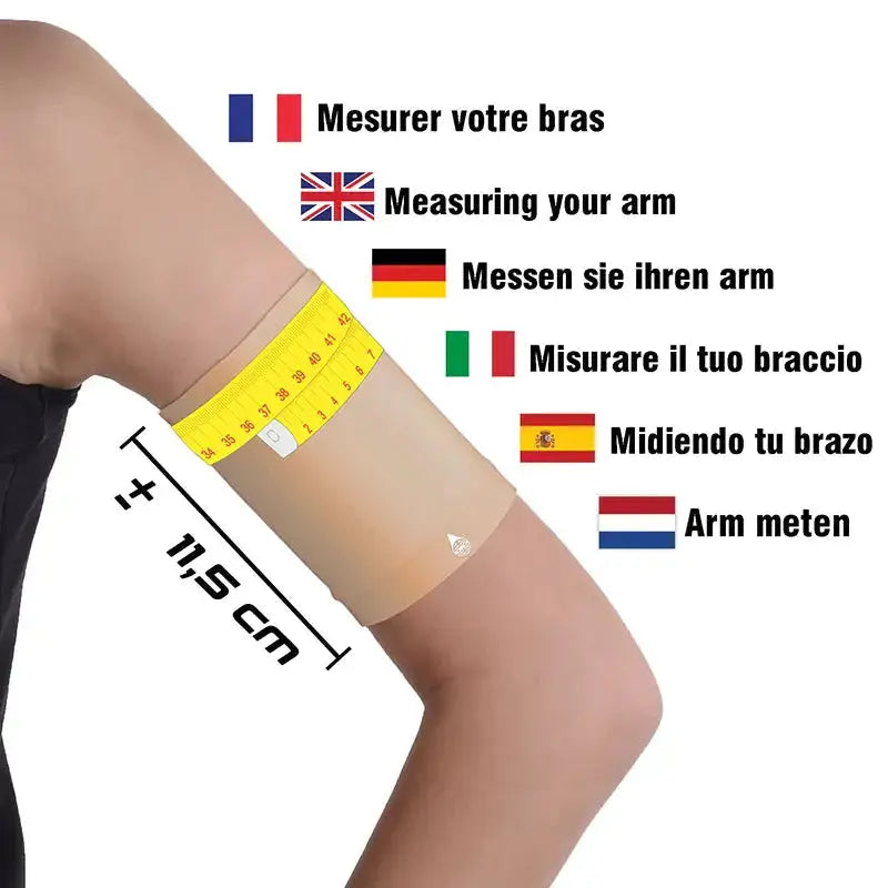 Child measuring arm for glucose sensor armband fitting.